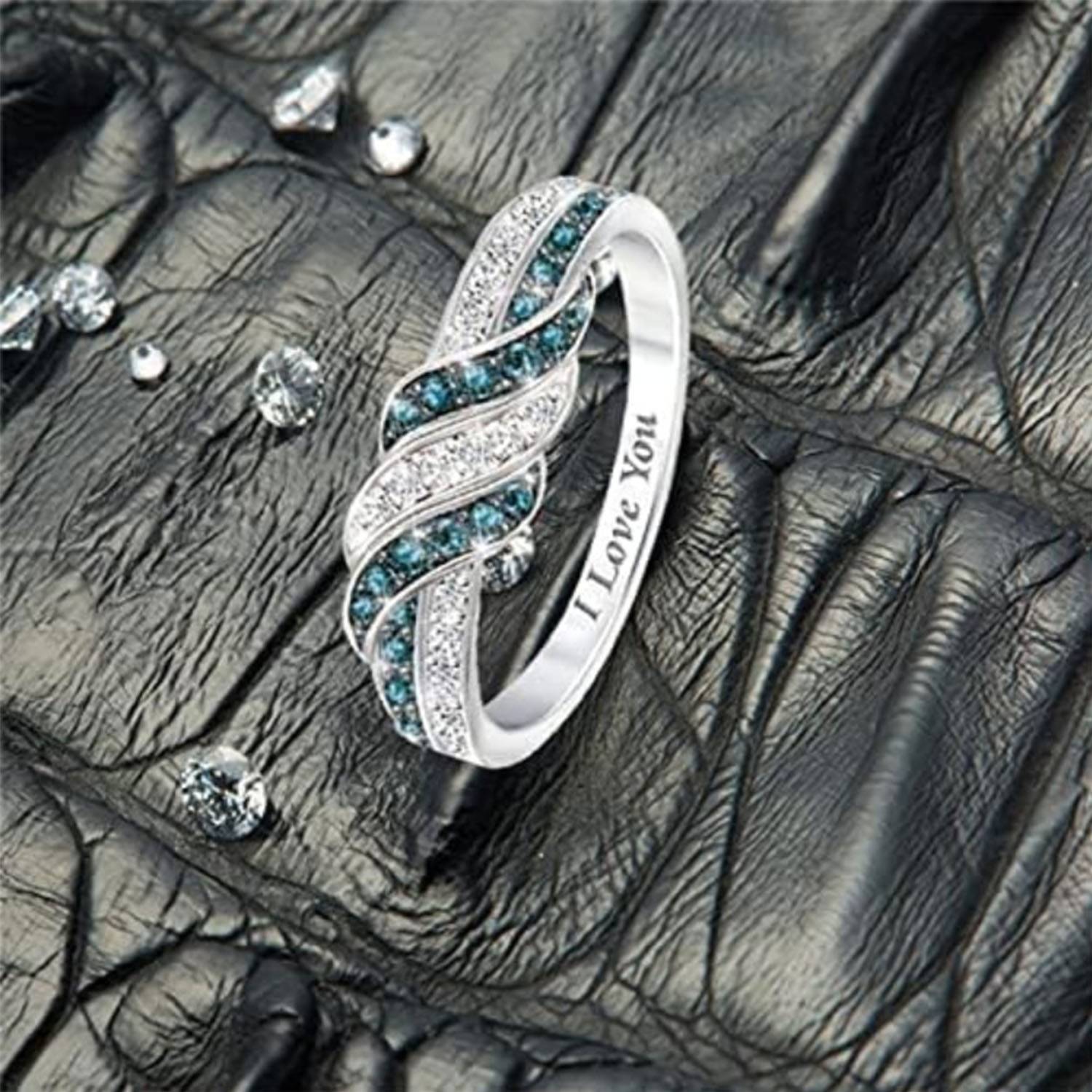 Blue and white crystal rings 3