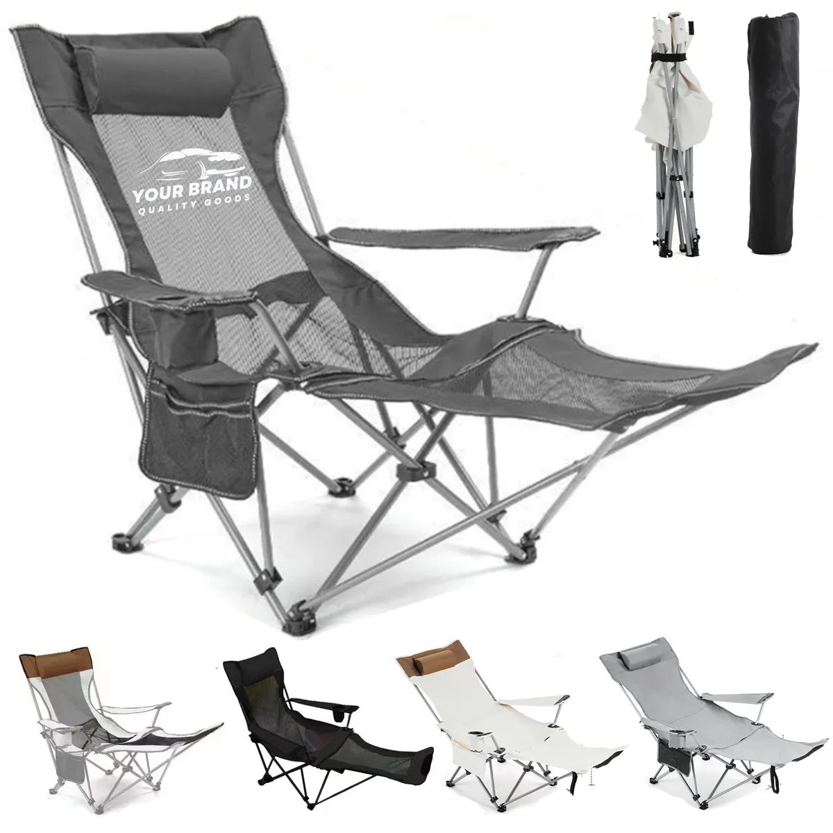 Oversized Camping Folding Chair X-Shaped Steel Frame Fixed 8