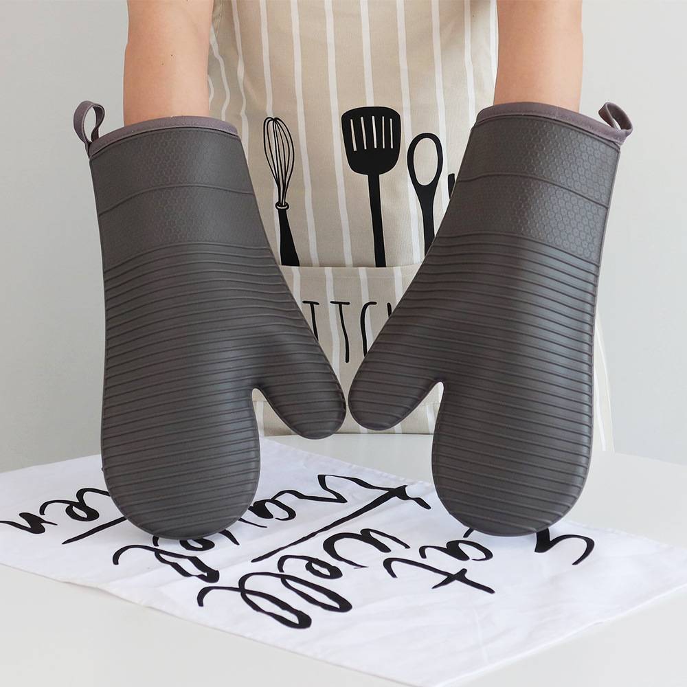 Kitchen Oven Ribbed Soft Silicone Mitt 6