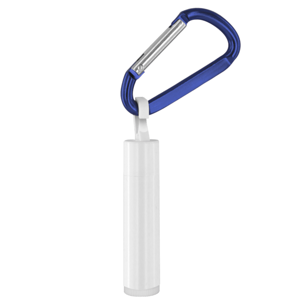 SPF 15 Lip Balm in White Tube with Hook Cap and Carabiner 7