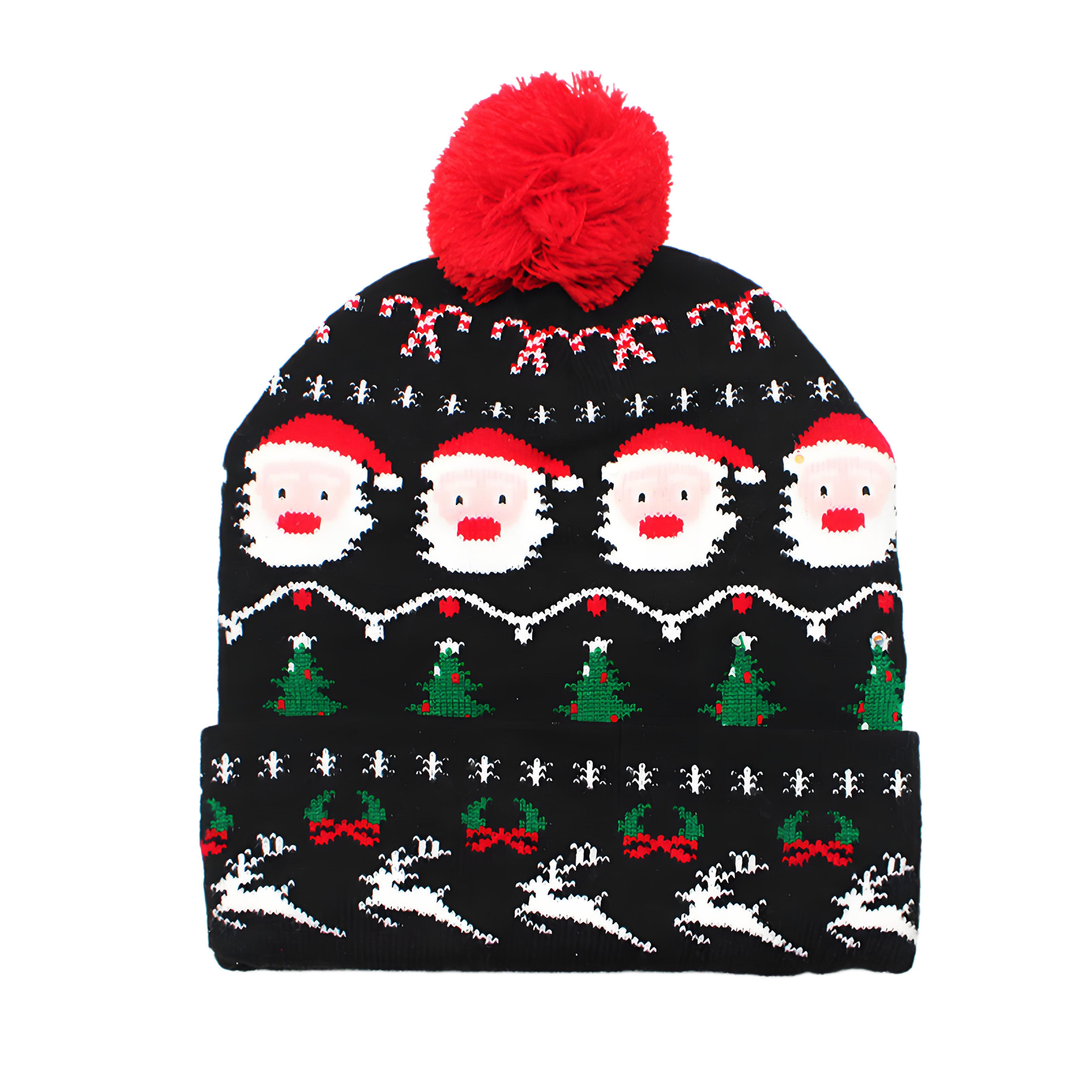 Winter Jacquard Knitted Beanie Hat With Pom 10