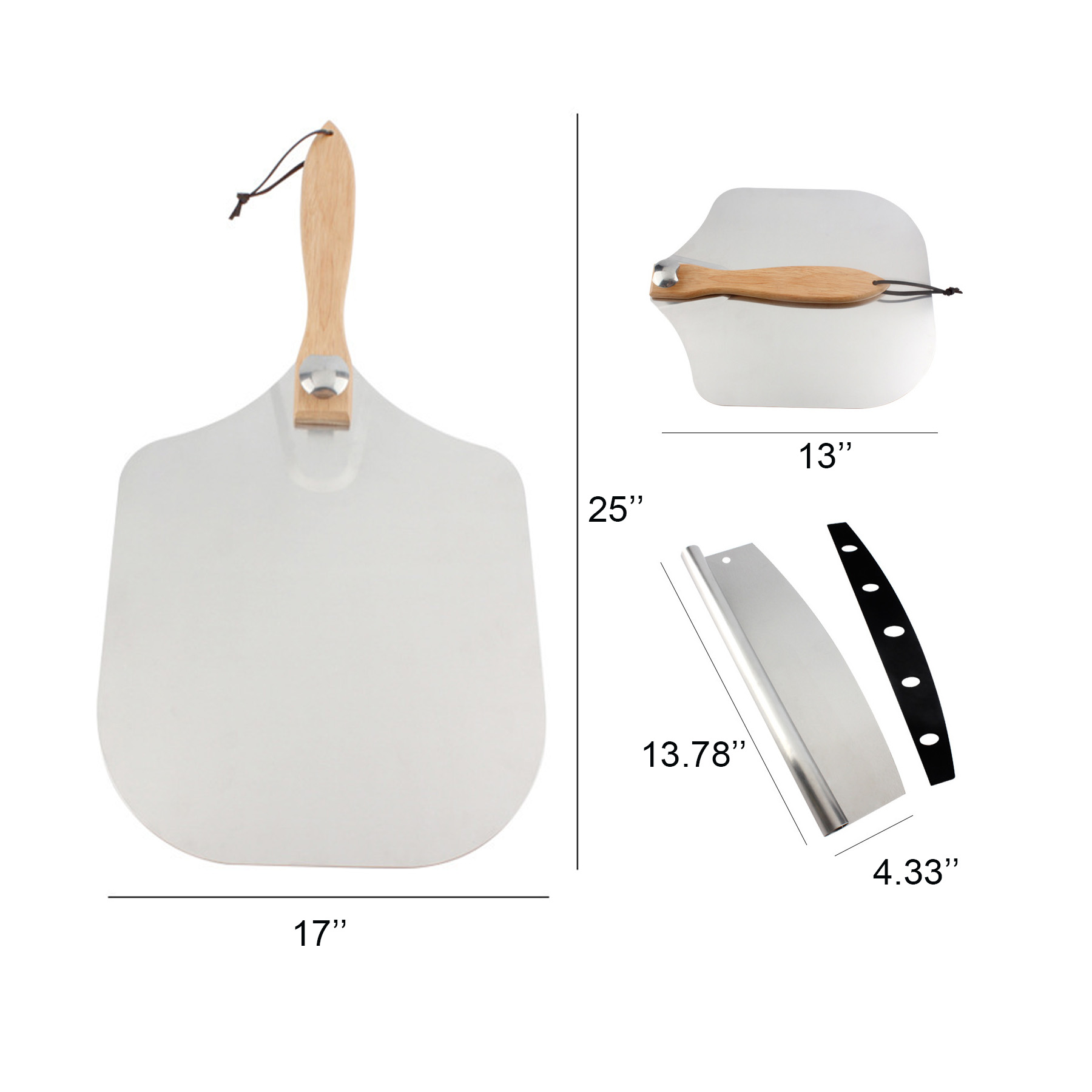 Aluminum Pizza Paddle with Wooden Handle 2
