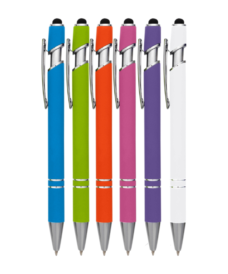 Union Printed - Tropical Colors Jenny Stylus Satin Soft Touch Click Metal Pen 1