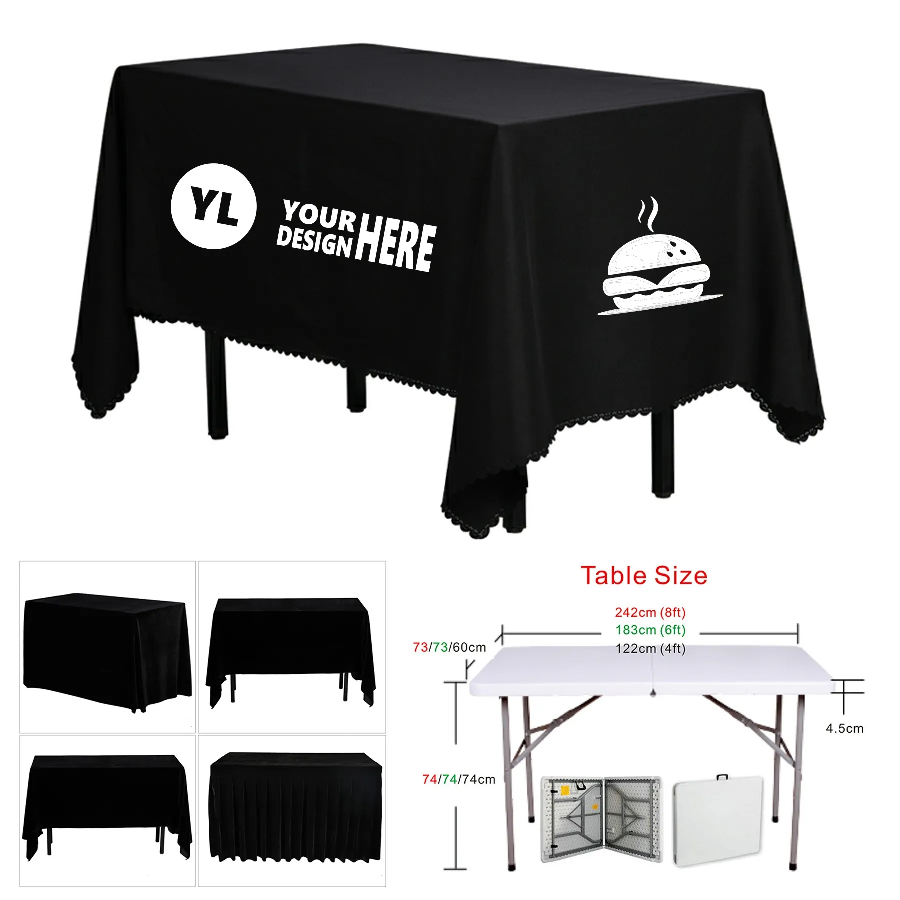 6 ft Polyester Rectangular Table Cloth MOQ 5PCS 3