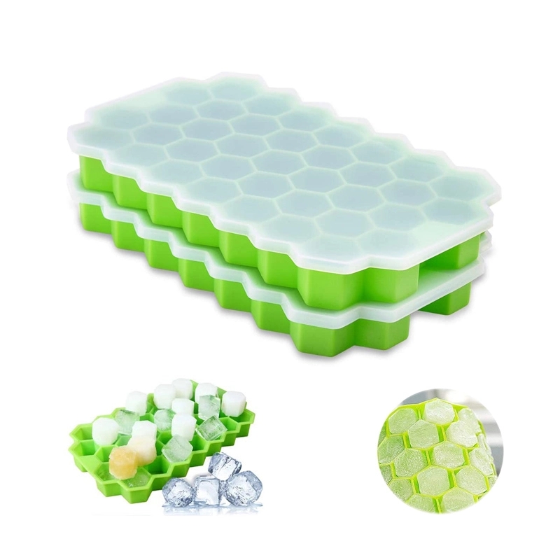 Ice Cube Molds with Lid Flexible Trays 2