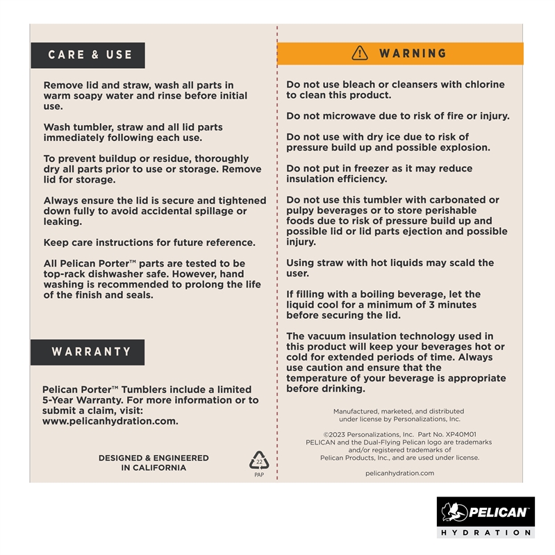 Pelican Porter™ 40 oz. Double Wall Stainless Steel Travel Tumbler - Glow Collection 28