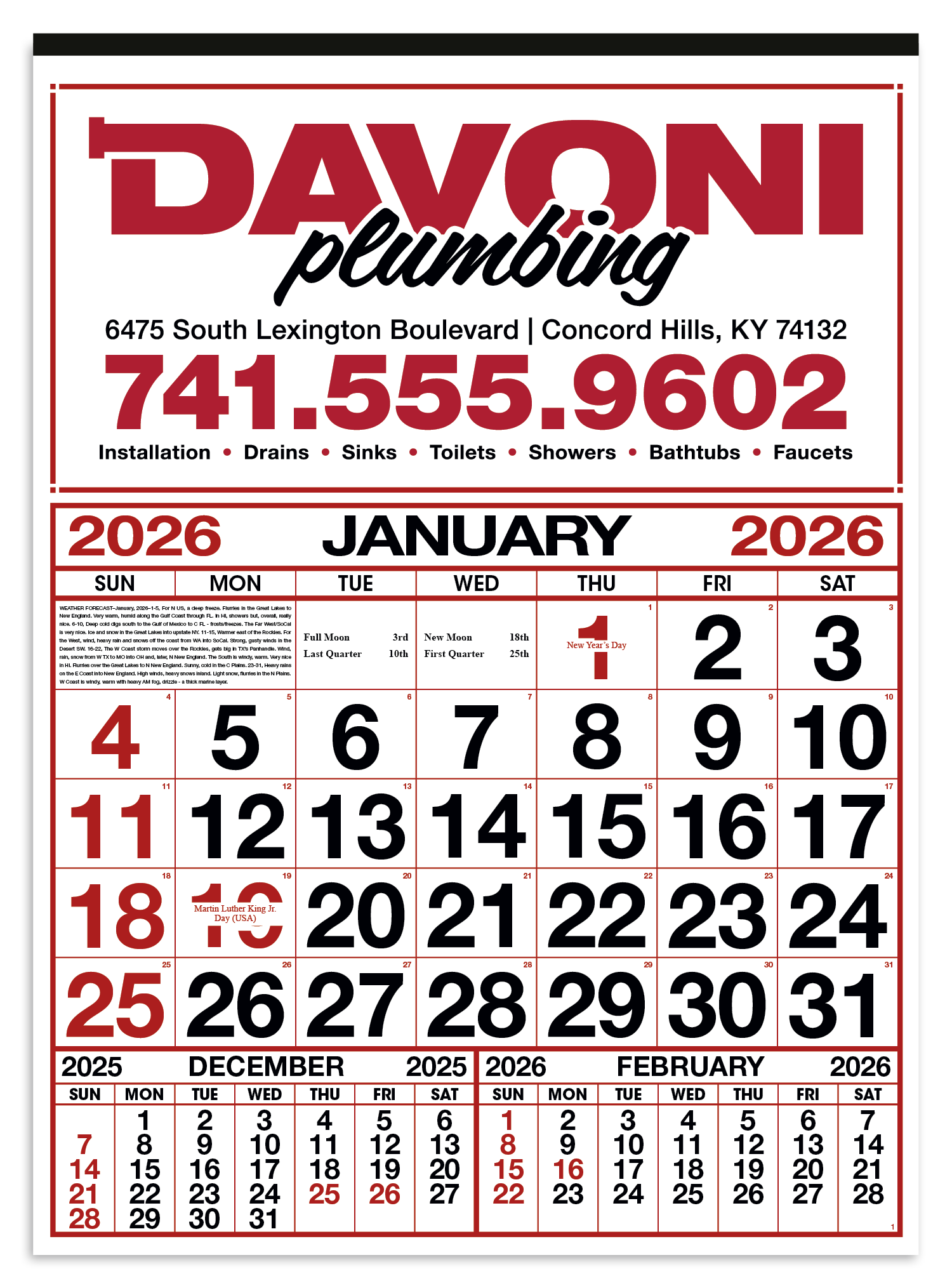 Skinner & Kennedy® Commercial 12-Sheet Calendar 2