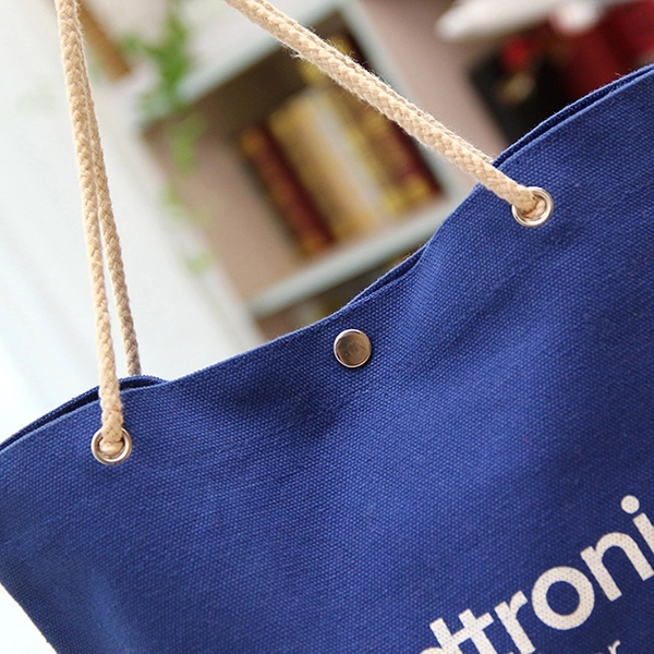 Two-tone canvas rope tote bag, custom tote bag with logo imprint 5