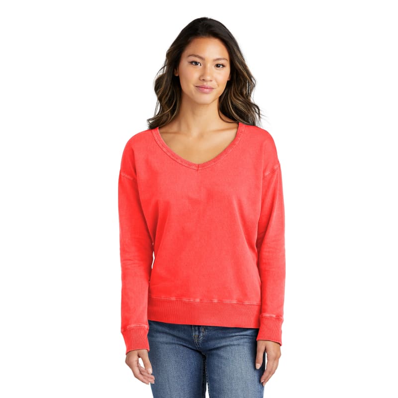 Port & Company Women's Beach Wash Garment-Dyed V-Neck Sweatshirt, custom hoodie or sweatshirt with logo imprint 4
