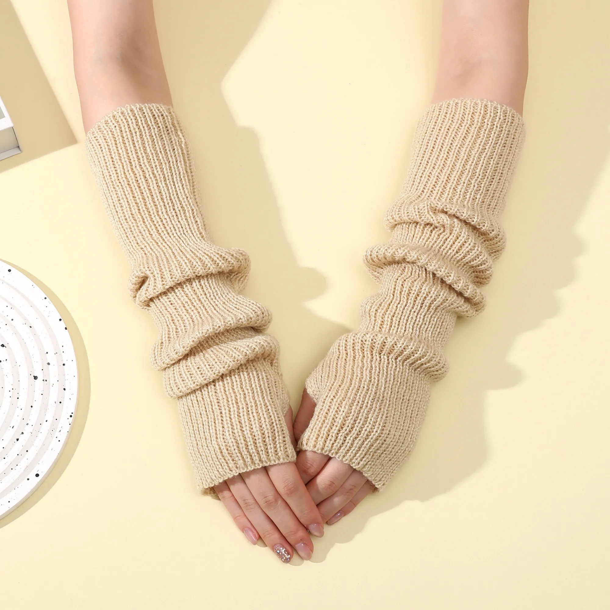 Long Fingerless Knit Winter Arm Warmers 7