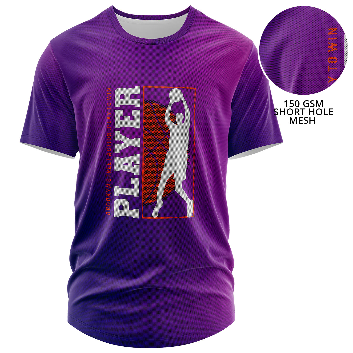 Unisex 150 GSM Short Hole Mesh Performance Sublimation Short Sleeve T-shirt 3