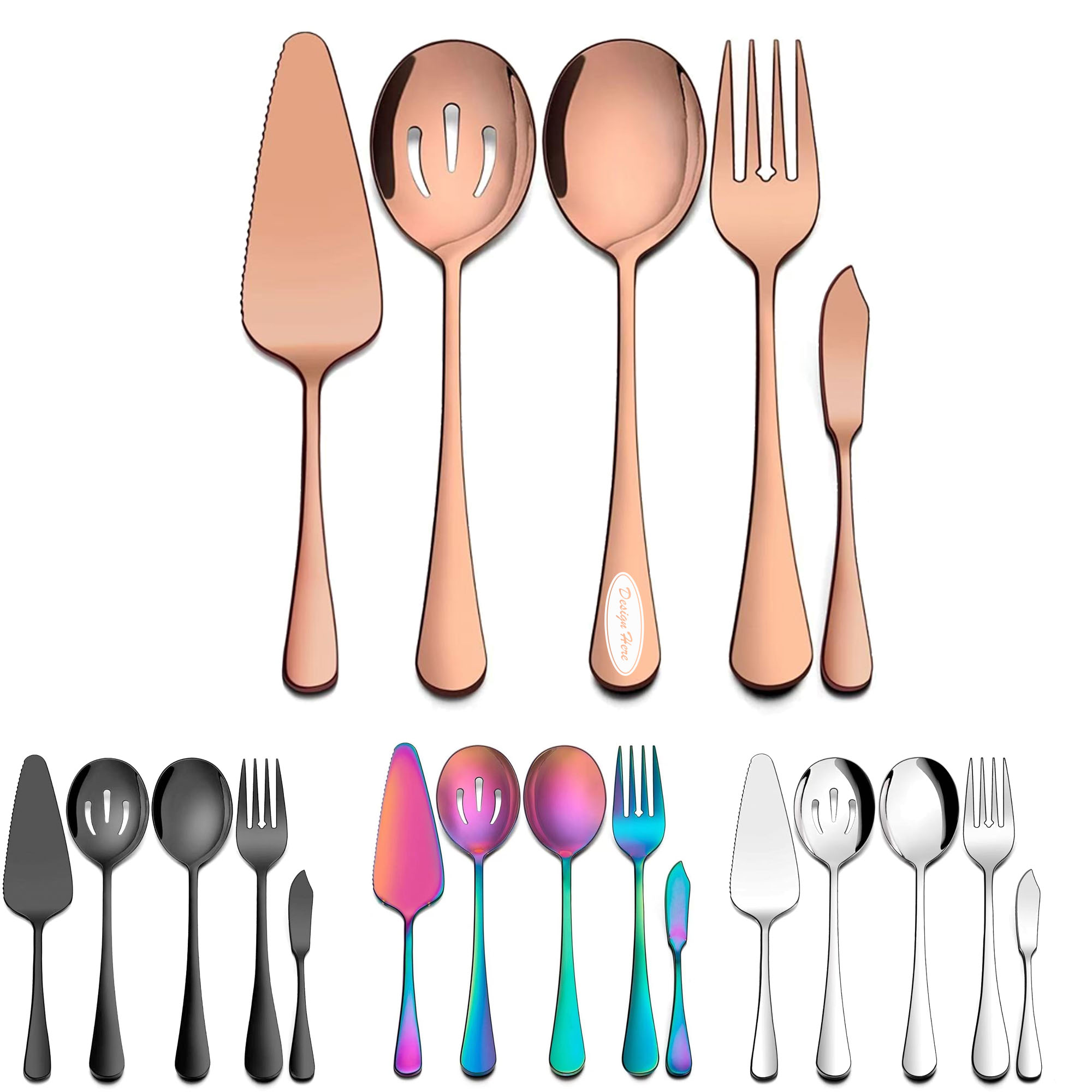 Utility Spoon and Fork for Self-Service in Stainless Steel 2