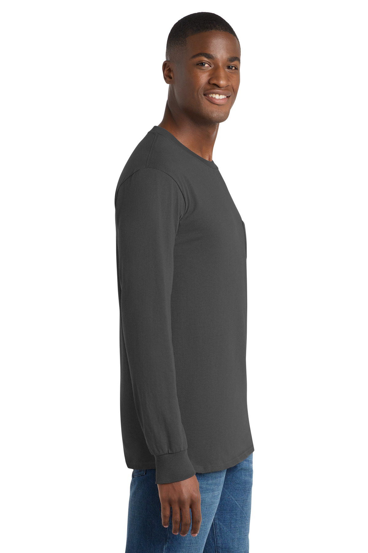 Port & Co Long Sleeve Essential Pocket Tee. PC61LSP 64