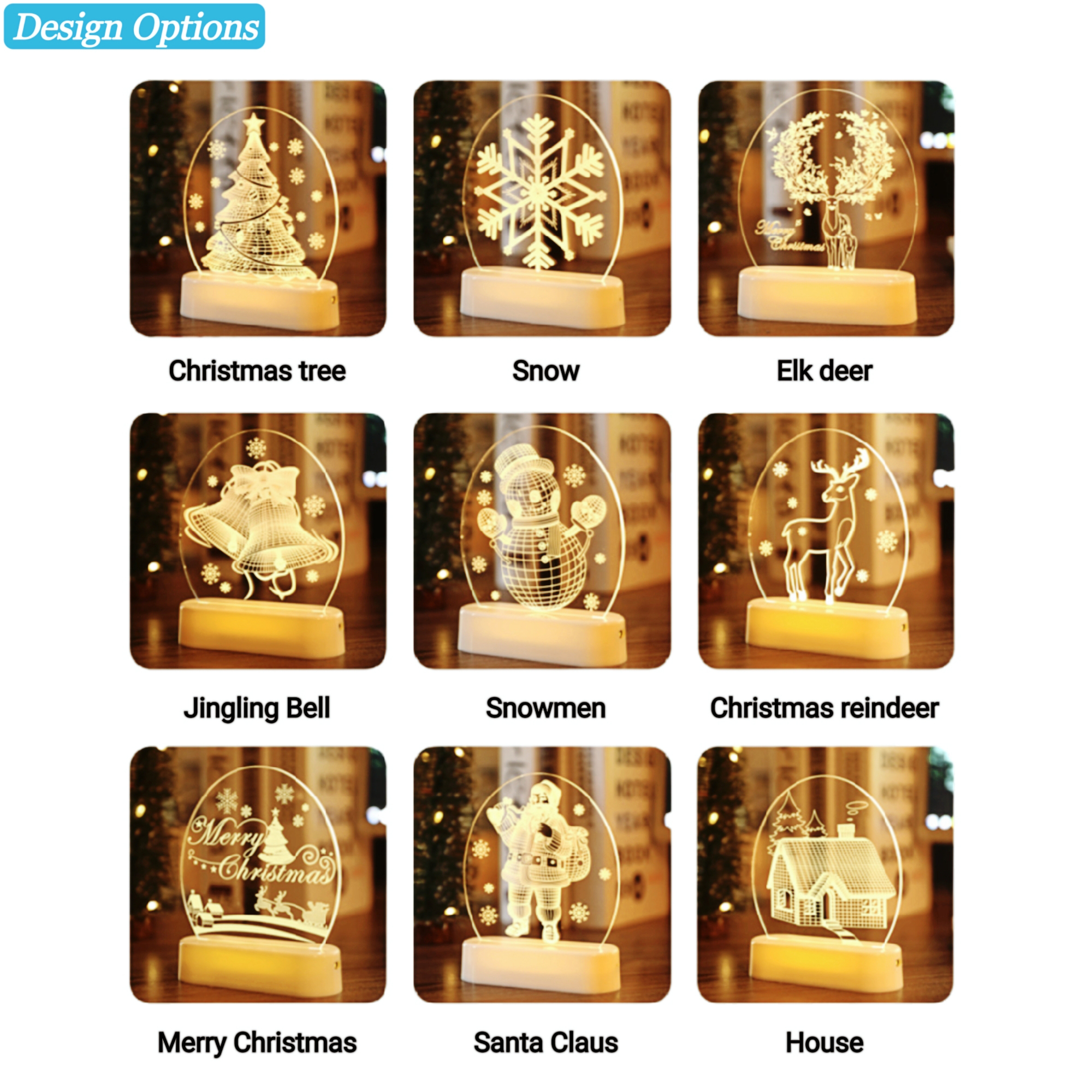 3D Color Remote Control Christmas LED Night Light 5