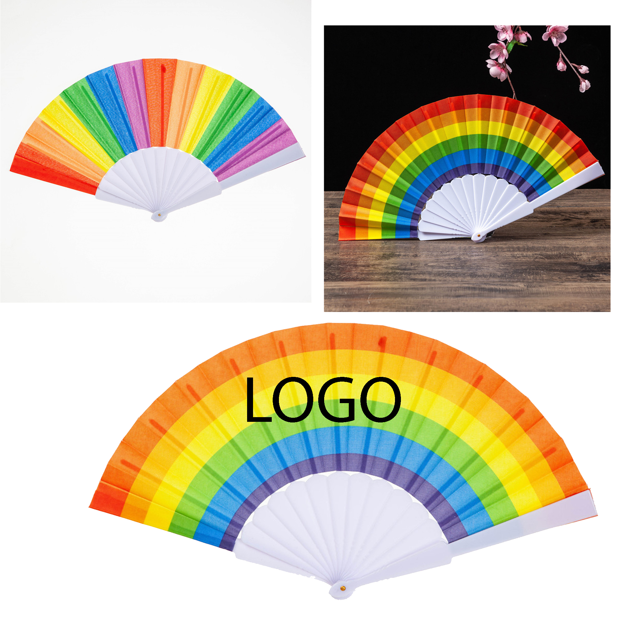 Custom 9" Rainbow Hand Fan 2