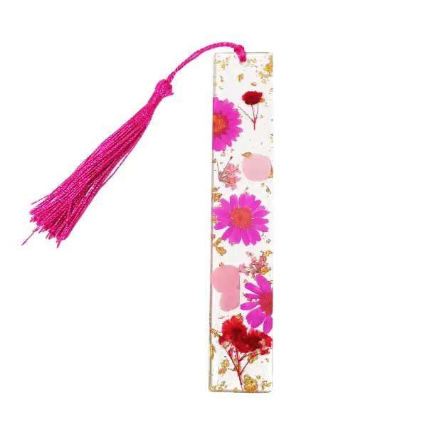 Pressed Flower Resin Bookmark with Tassel 11