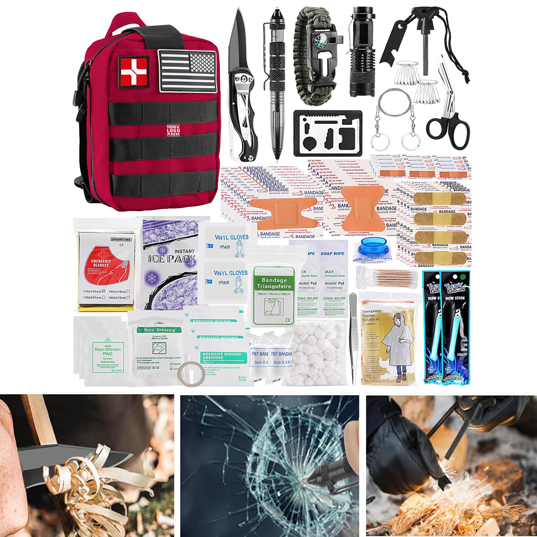 Travel 282PCS Survival First Aid Kit Molle Medical Pouch Outdoor Emergency Survival Gear Equipment 