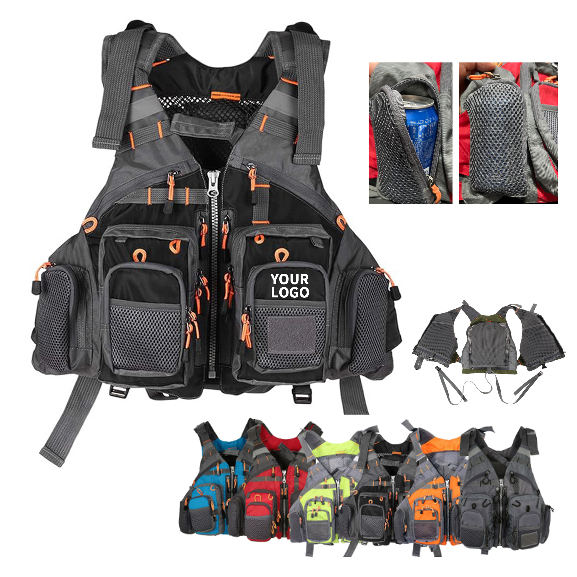 Adjustable Multi Pocket Floating Life Vest 21.7" x 18.2" 6
