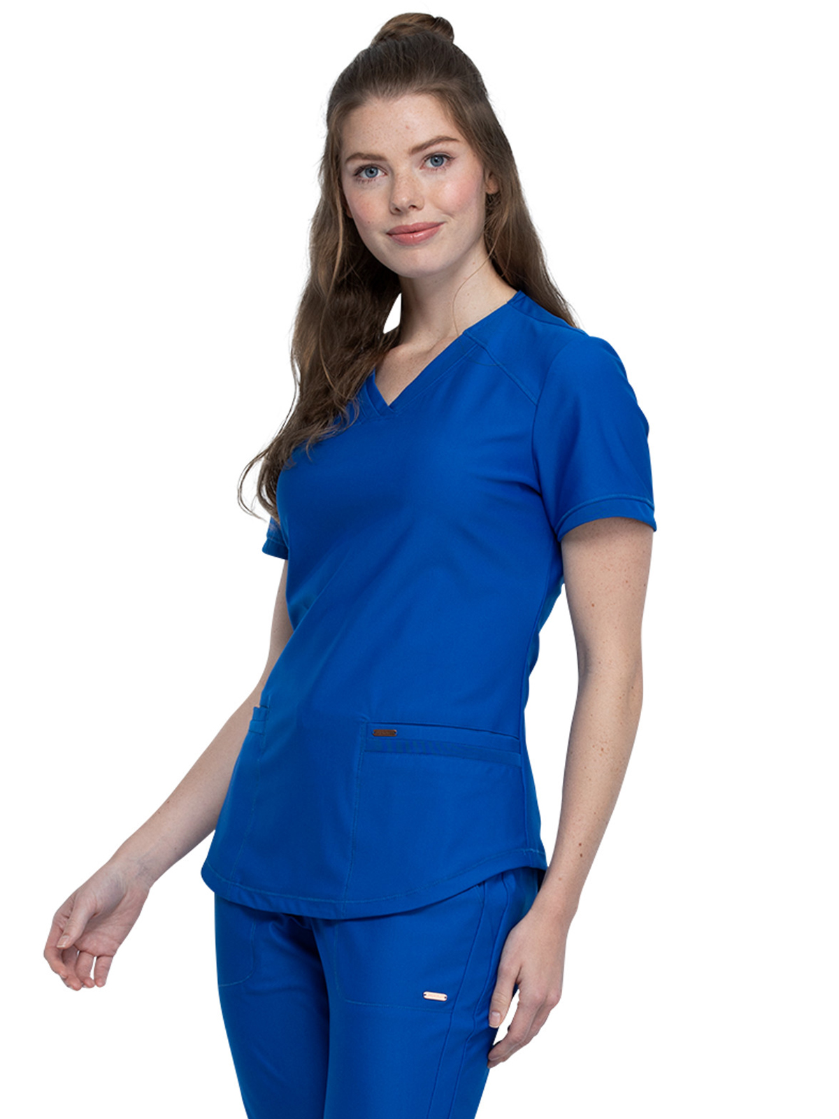 Cherokee - Form - Women's 2-Pocket Curved Hemline V-Neck Top 45