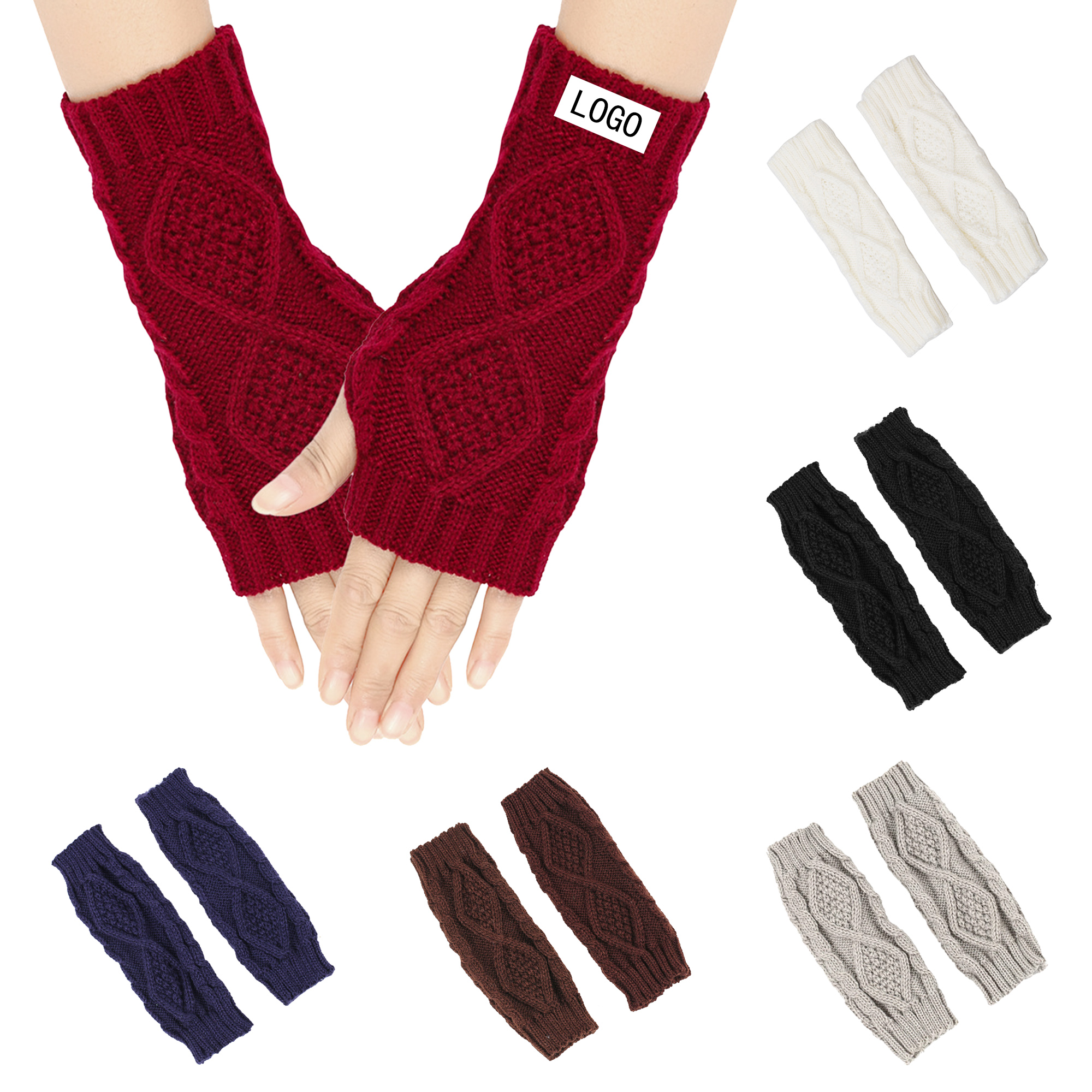 Men'S And Women'S Diamond Check Finger Gloves 2