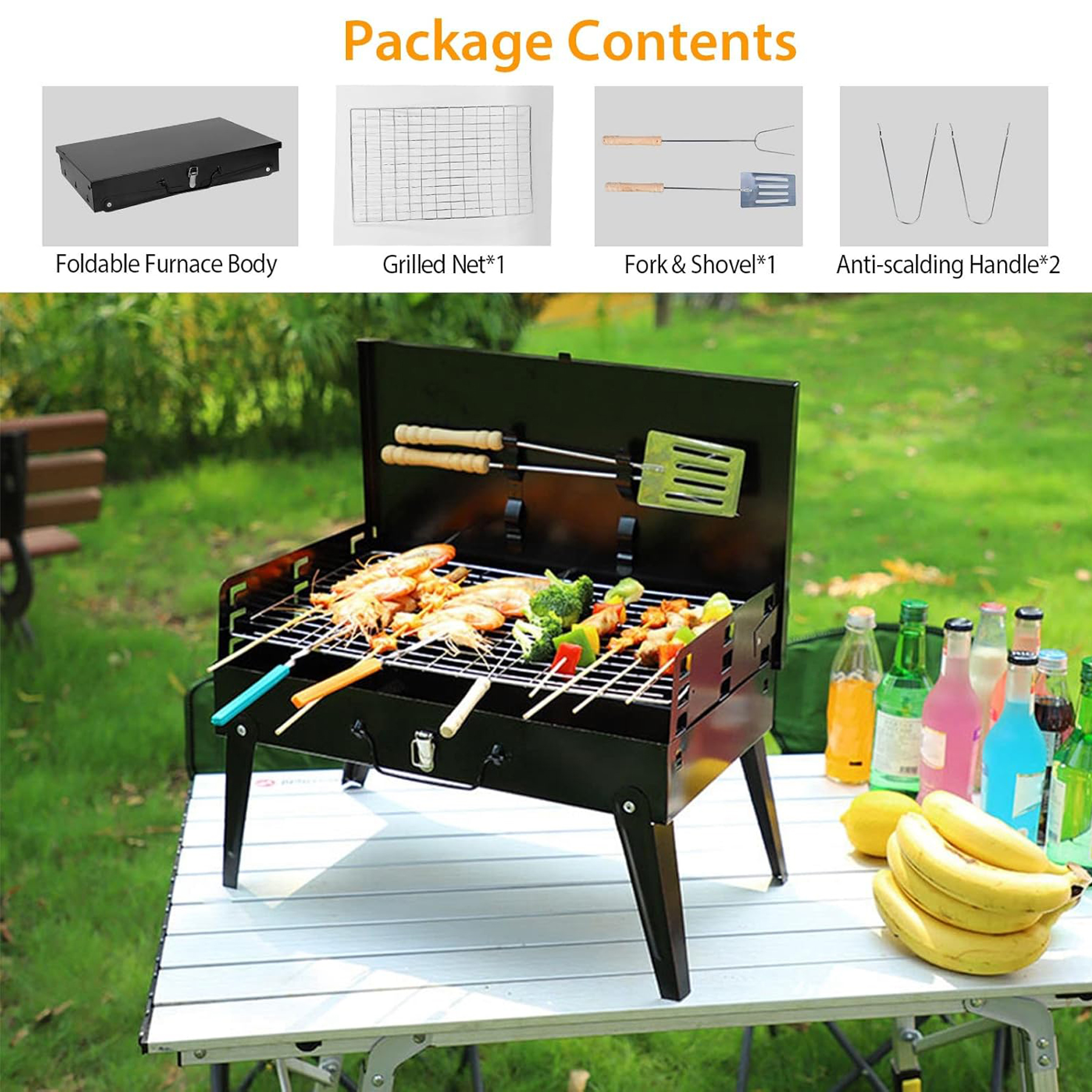Portable Folding Camping Grill with BBQ Accessories 5