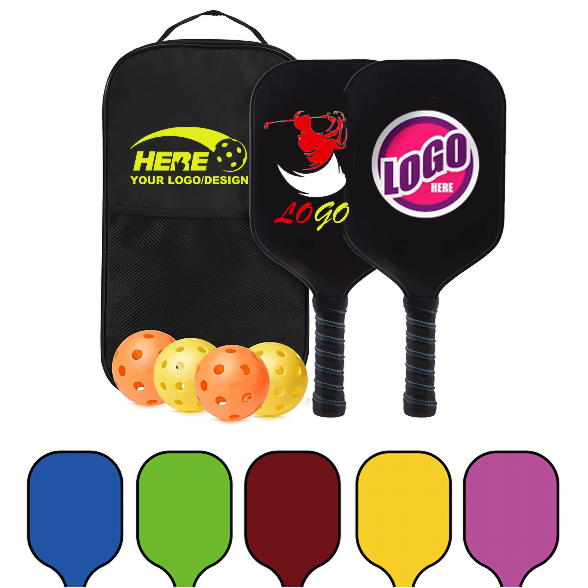 Premium Pickle Ball Paddles Set of 2 Racket Carrying Bag 2