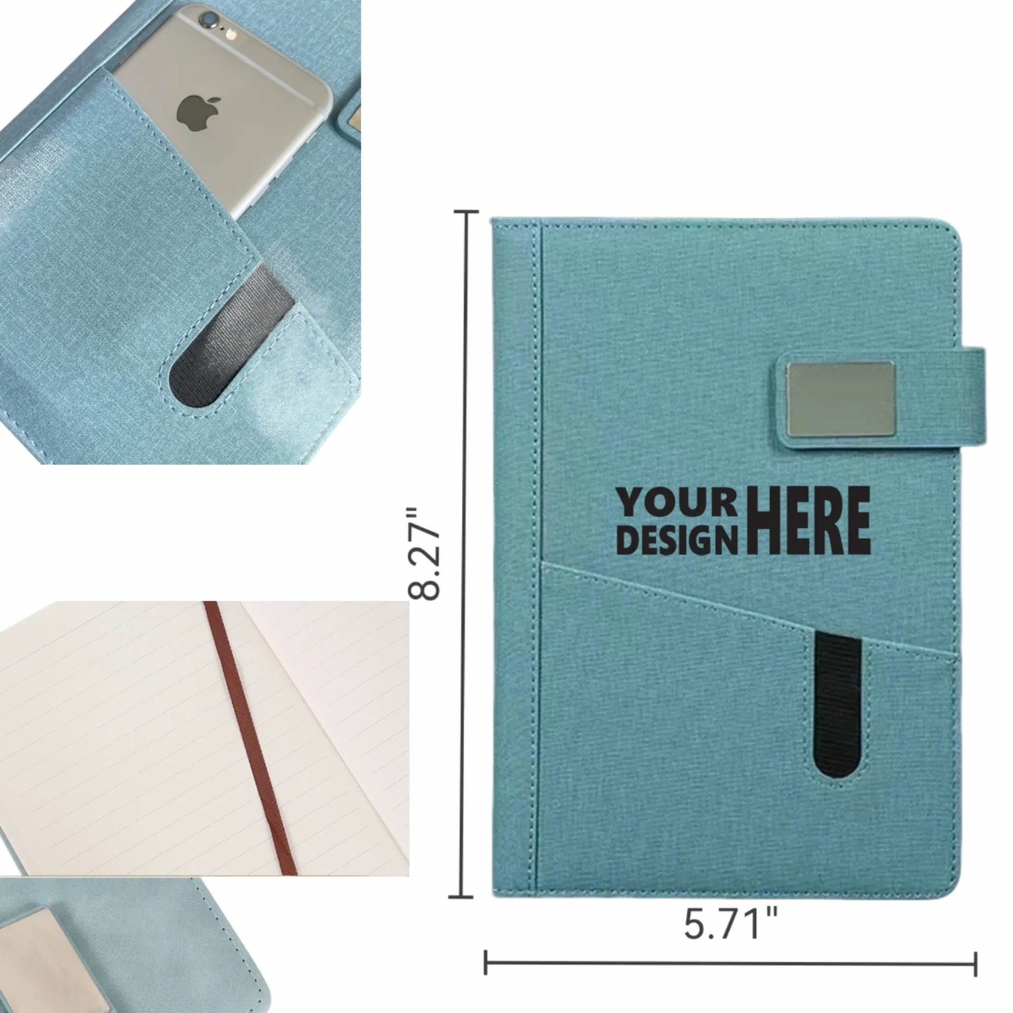 Custom A5 Business Fabric Notebook With Pocket 2