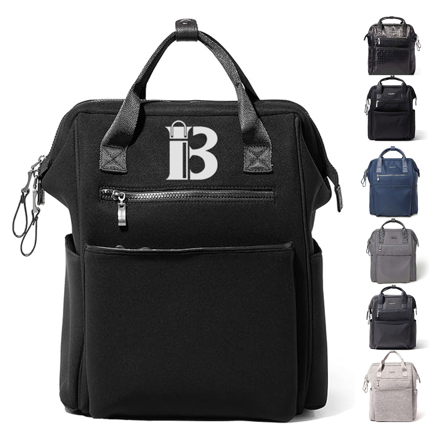 Large Capacity Polyester RFID Laptop Backpack w/ Handle 9
