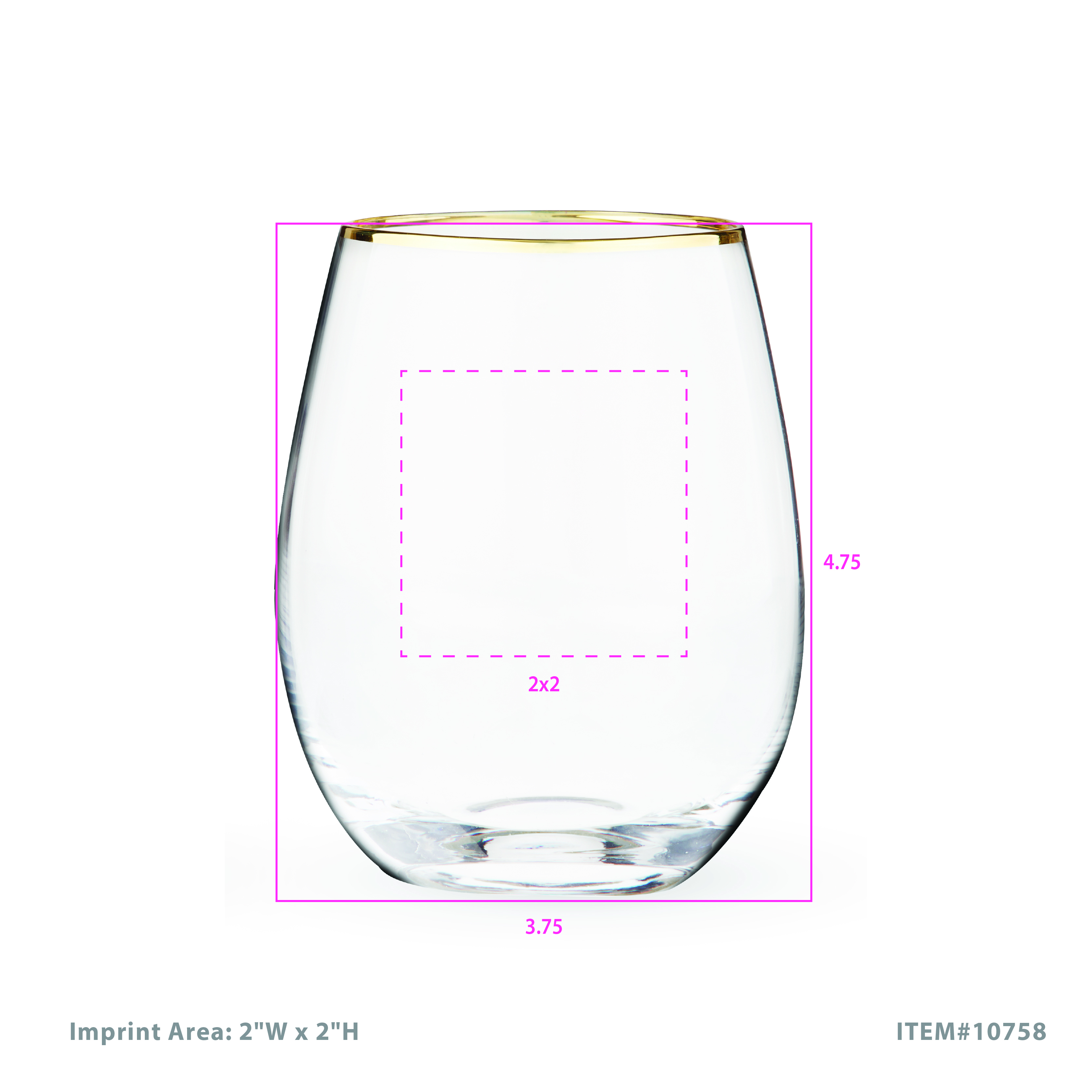 Twine Living® Gilded Stemless Wine Glass, set of 2 3