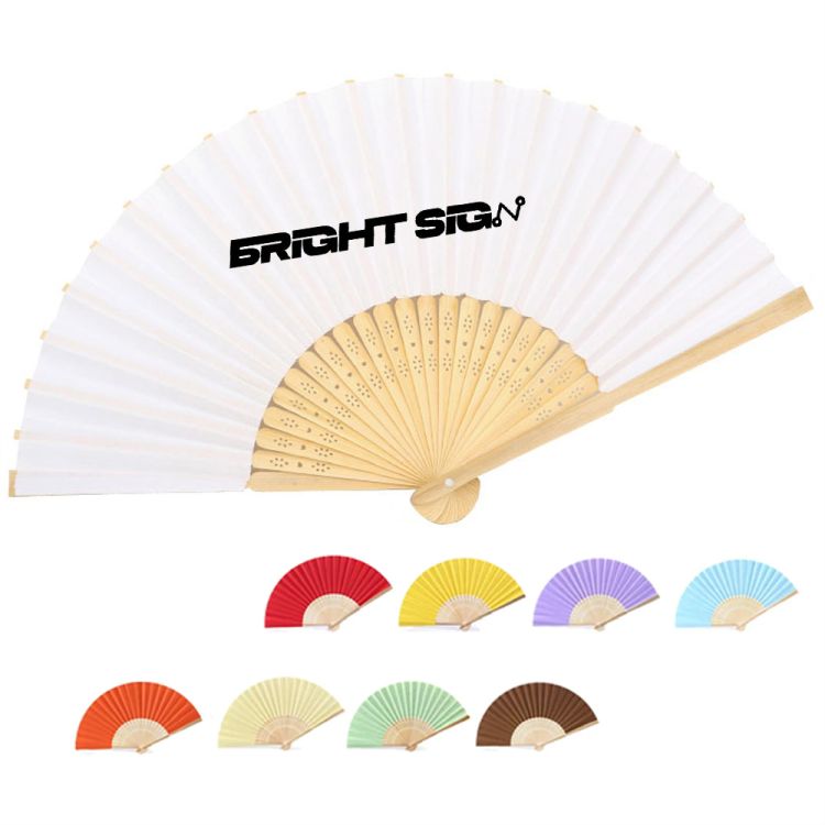 Custom Printing DIY Foldable Handheld Bamboo Paper Fan 1