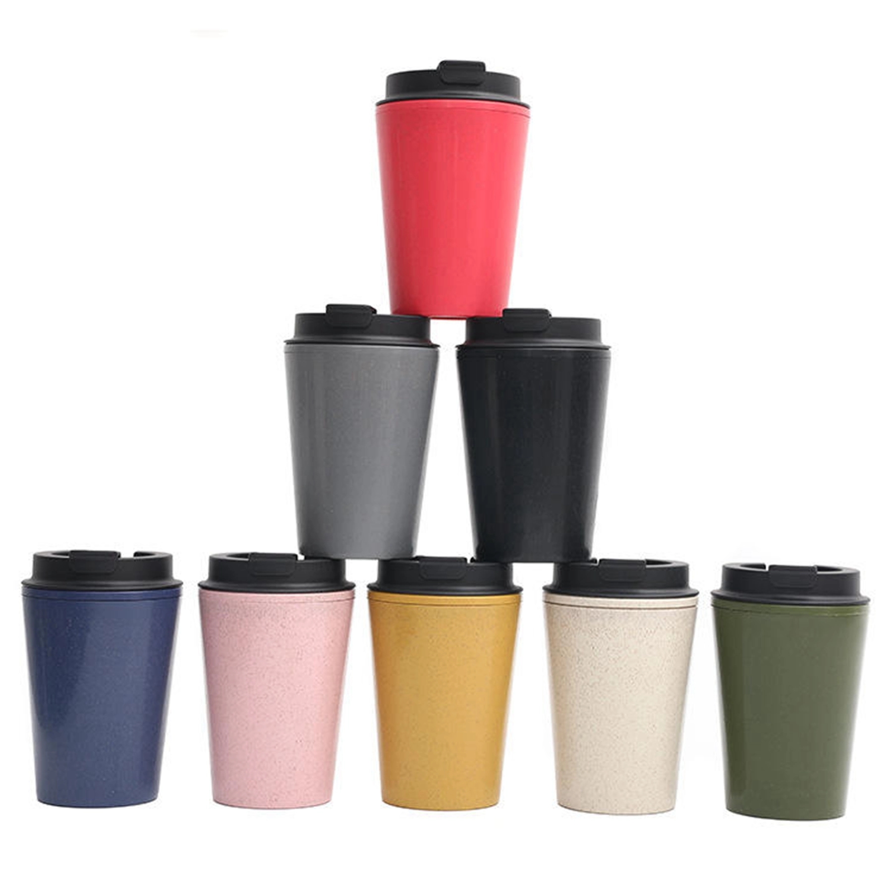 12 Oz. Double Wall Wheat Straw Coffee Cup with Lid 7