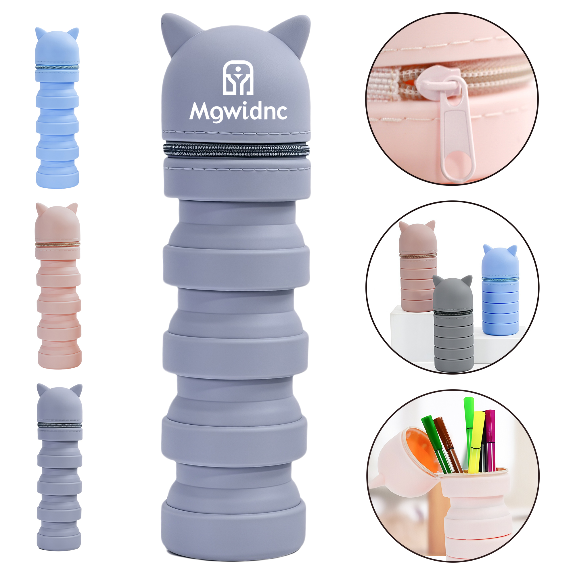 Silicone Expandable Pencil Holder - Cute Foldable Pen Cup 3