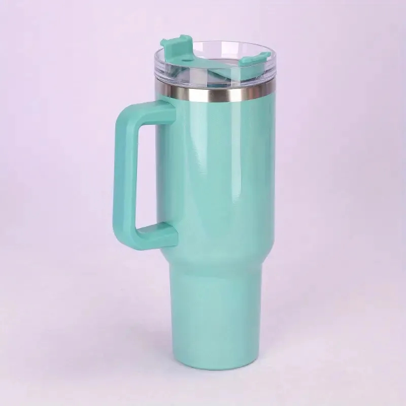 40oz Portable Rainbow Gradient Car Tumbler With Handle Straw 13