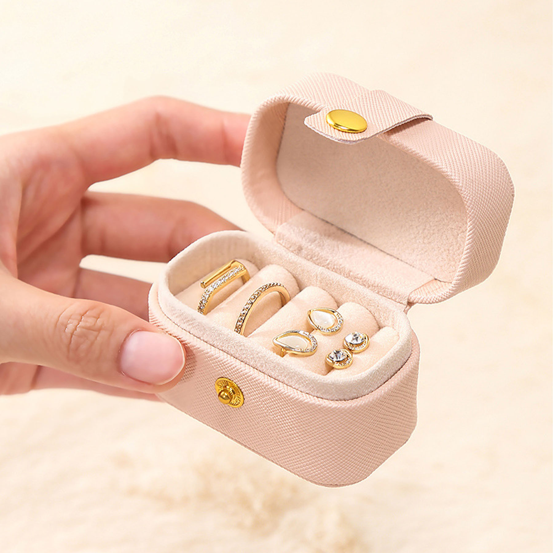 Portable Leather Earring Jewelry Box 8
