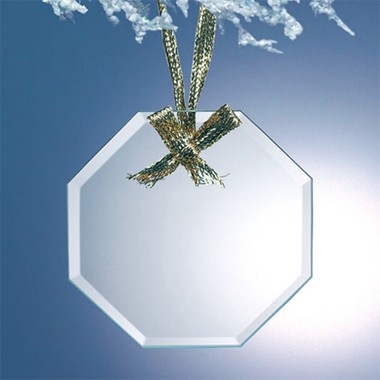 Beveled Jade Glass Ornament - Octagon 1