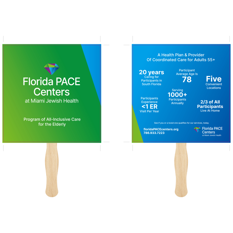 Full Color Printed Paper Fan with Wooden Handle 2