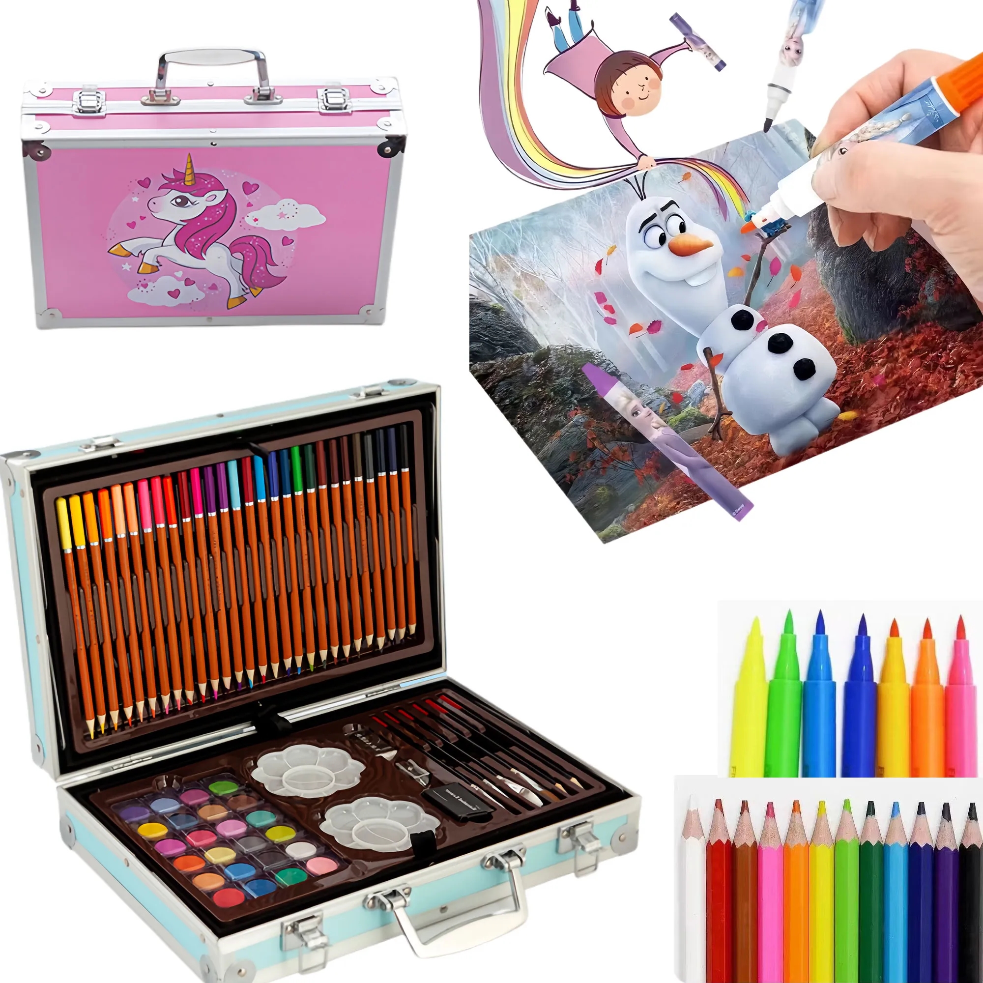 Vibrant Double Layer 145-Piece Aluminum Case Art Set 1