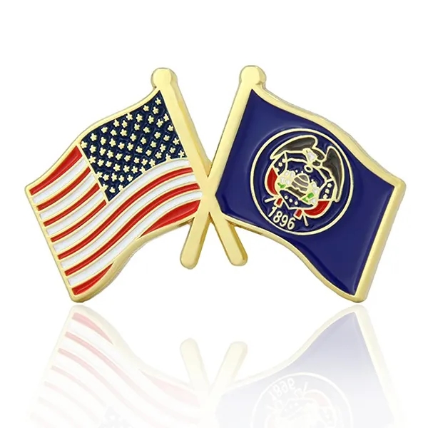 Stock Crossed Flag Pin (USA & USA) 20