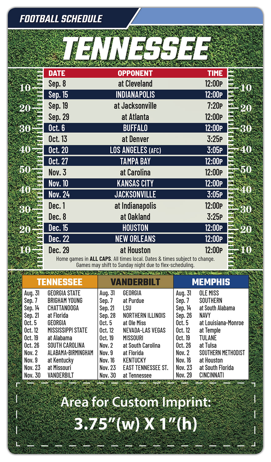 Magnet Football Sport Schedules - 4x7 Round Corners 1