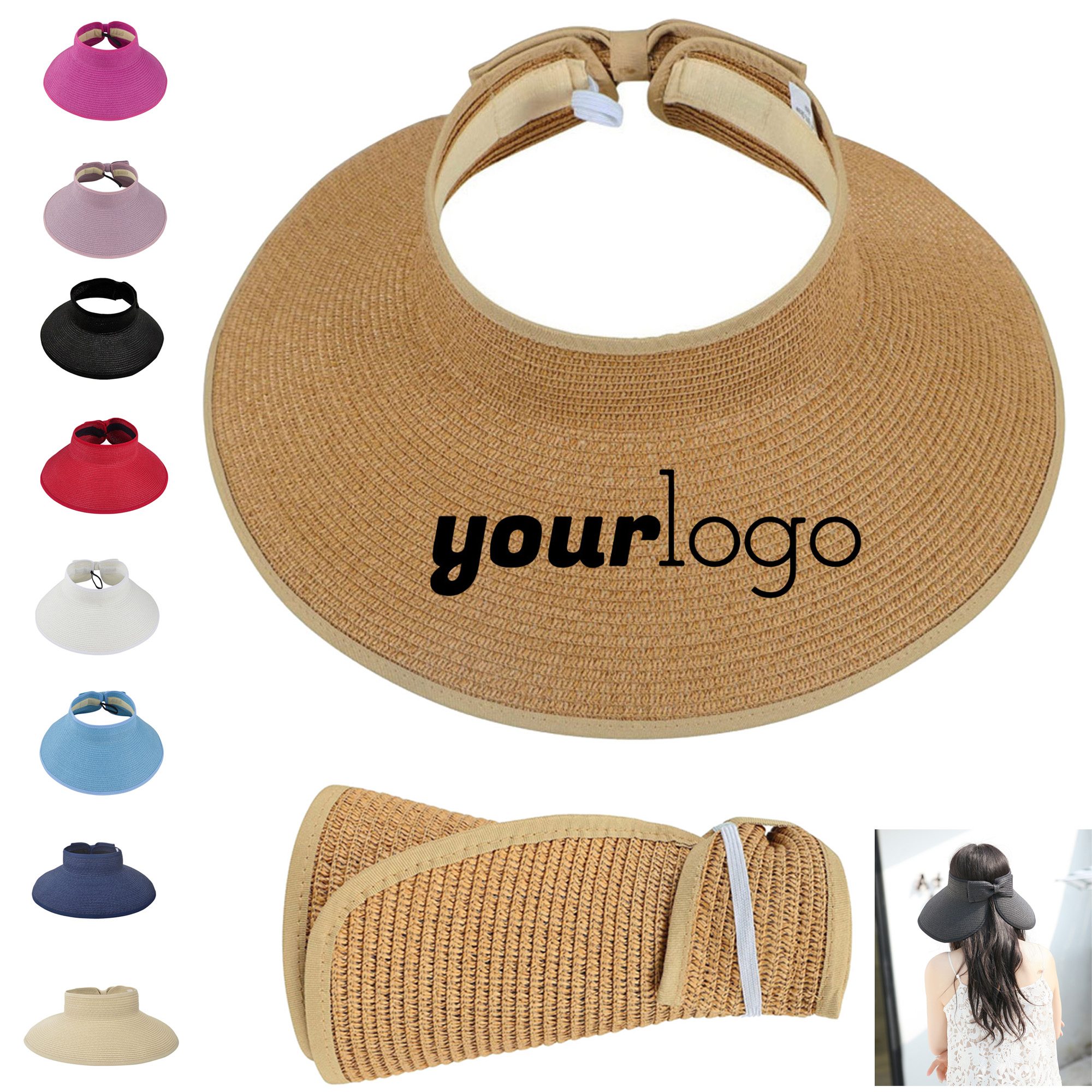 Straw Roll - Up Sun Visor Wide Brim for Sun Protection 10