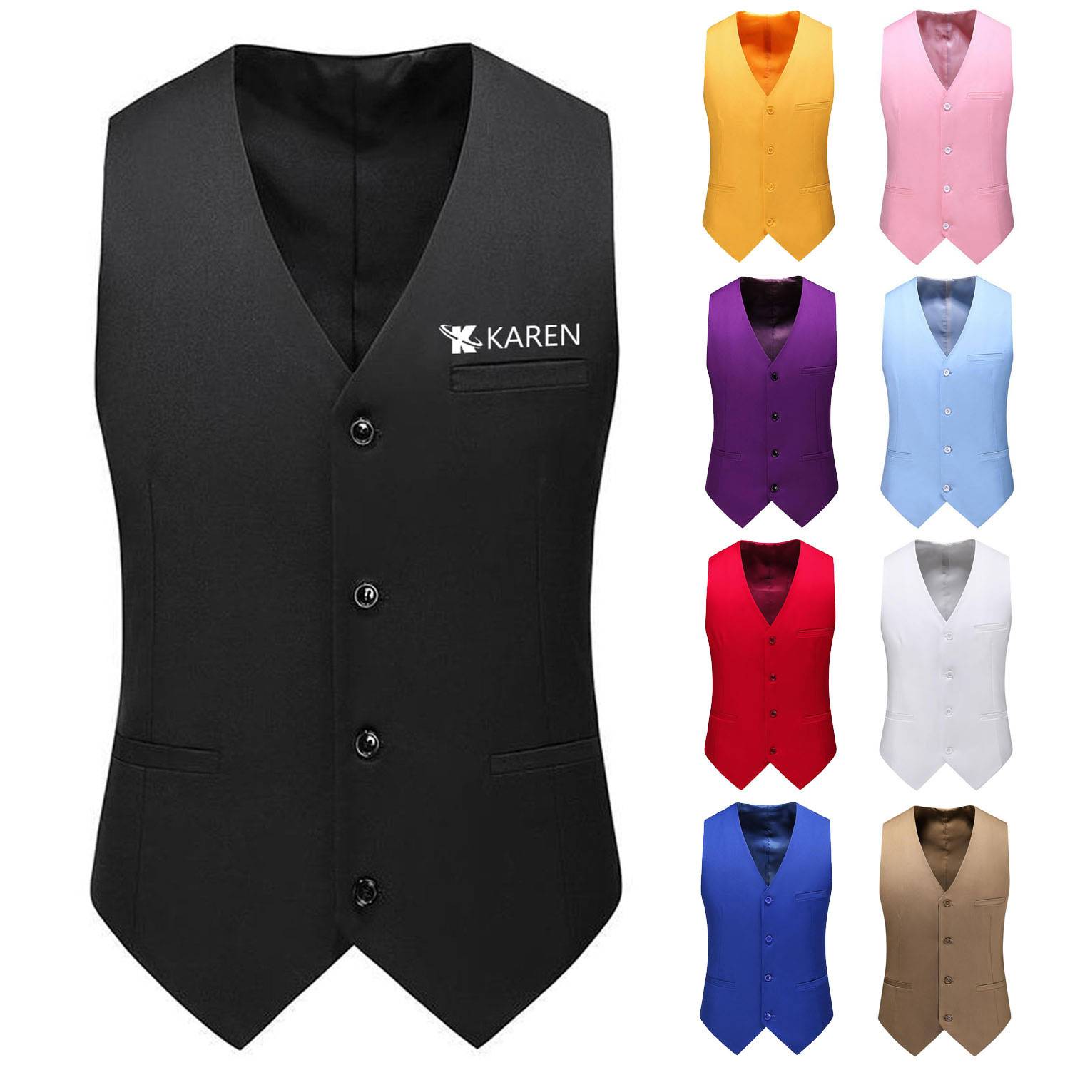 Men Adjustable Business Polyester Suit Vest for Comfort Fit 2