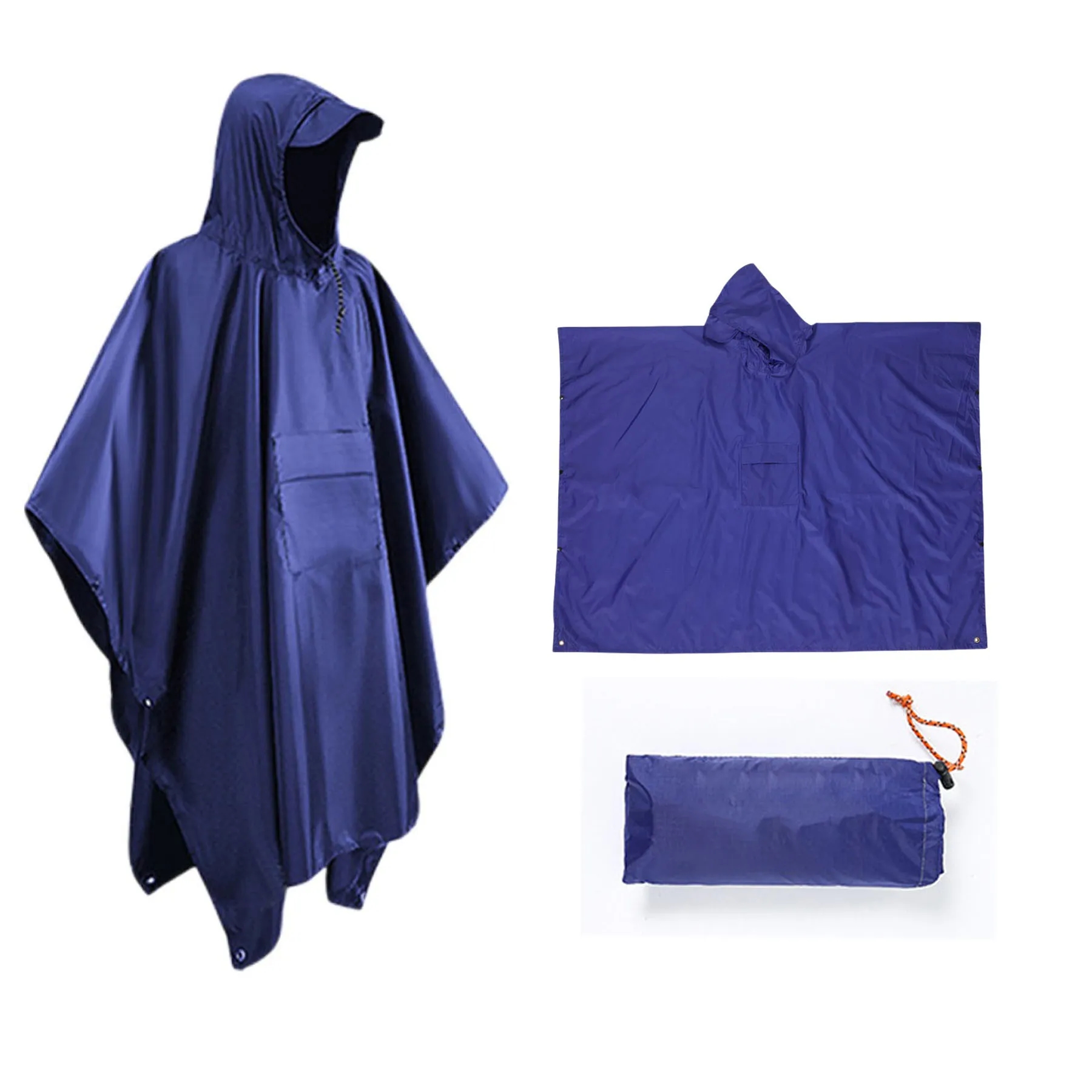 Hooded Rain Poncho With Pocket 2