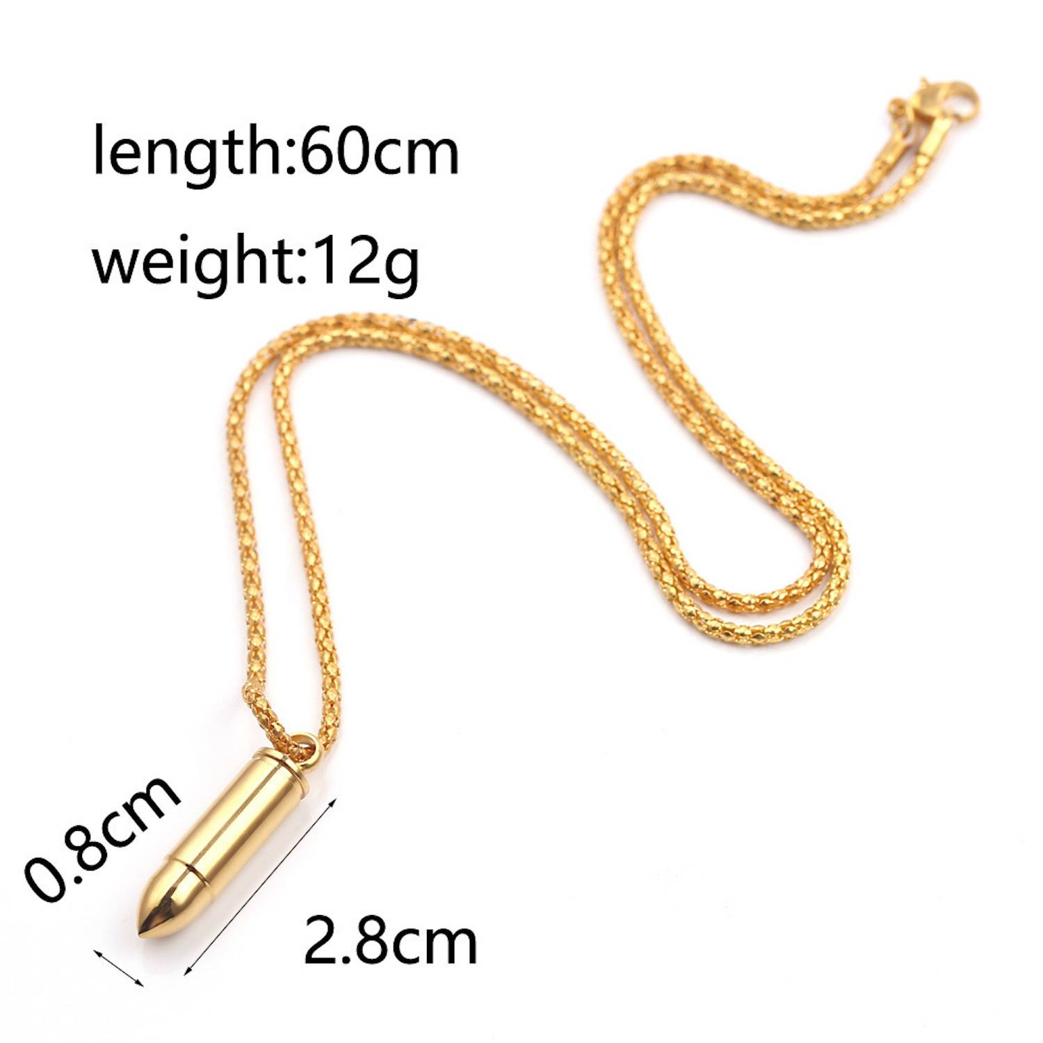 Stainless Steel Bullet Pendant Necklace 3