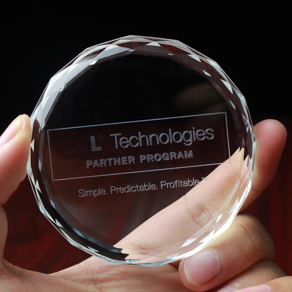 Cut Circle Crystal Customized Paperweight 2