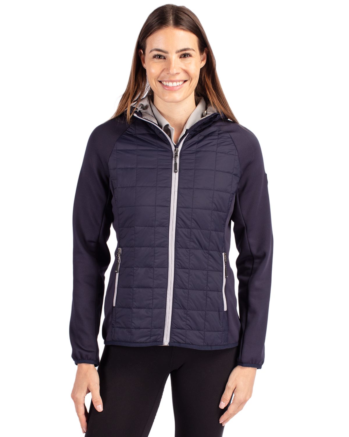 Cutter & Buck Rainier Recycled Insulated Hybrid Puffer Womens Full Zip Jacket 26