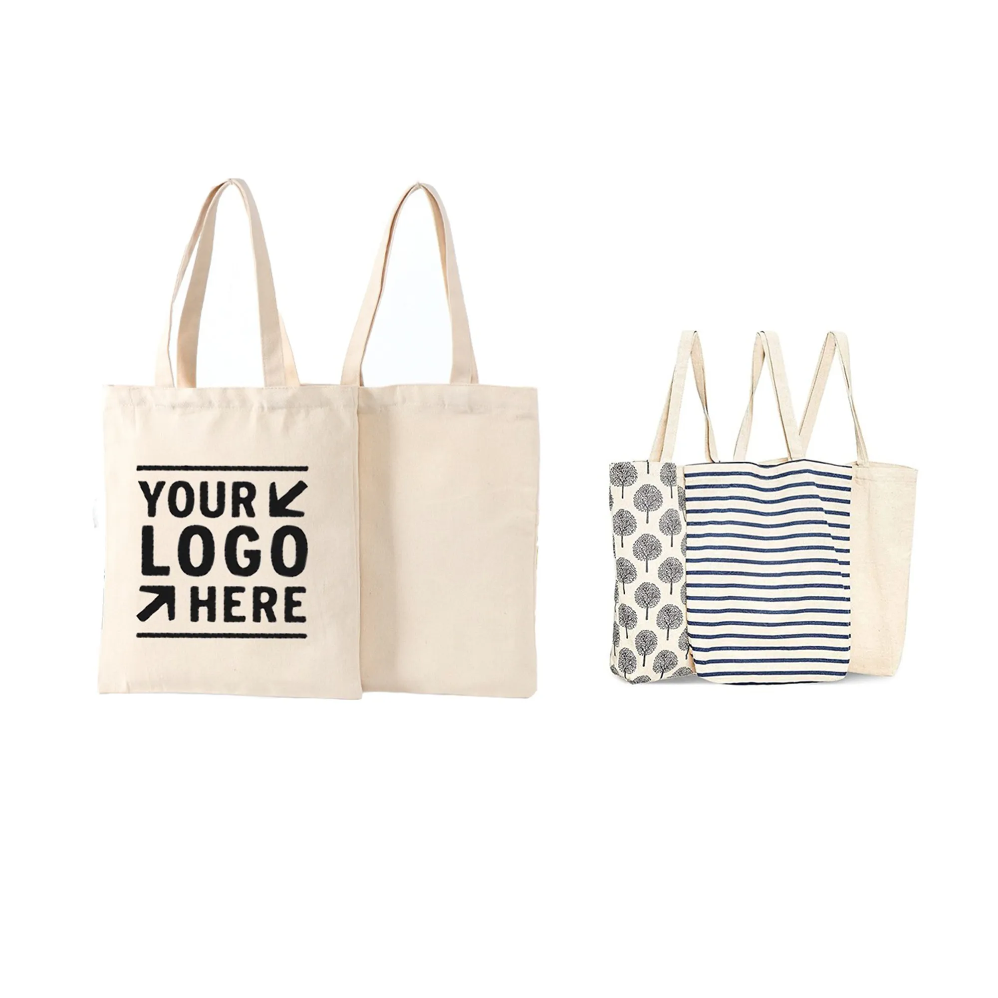 Natural Cotton Fiber Tote Bags, custom tote bag with logo imprint 1