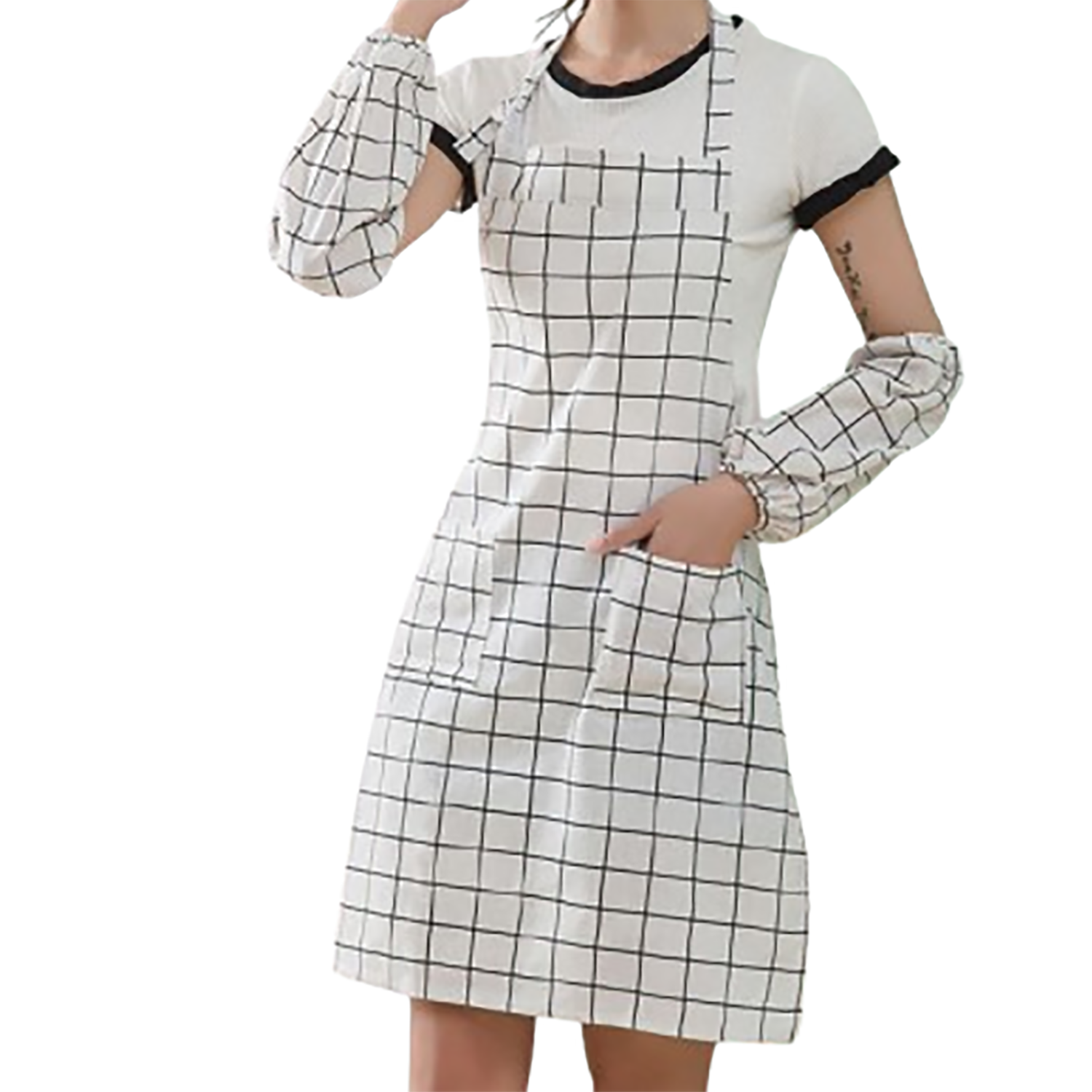 Cotton Linen Apron Set with Sleeve Covers 3