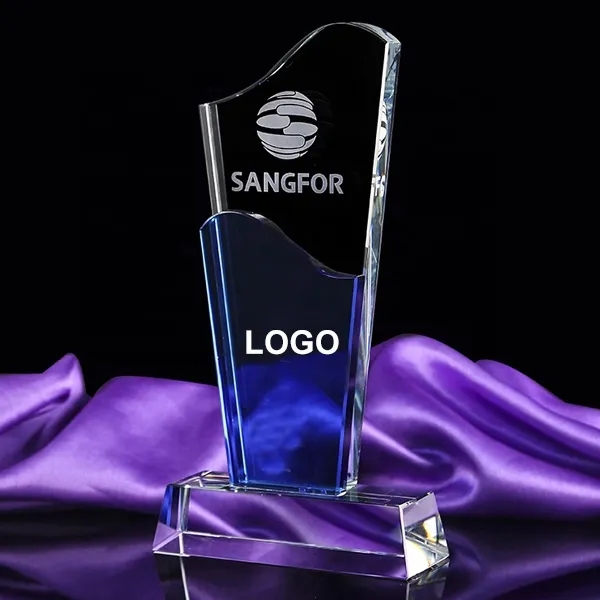 Optical Crystal Wave Blue Award 4
