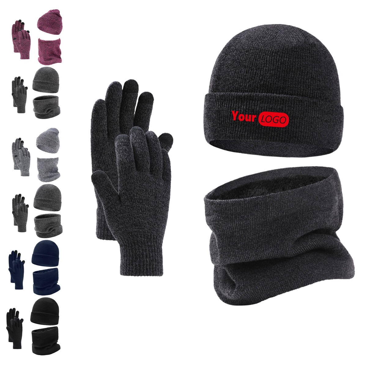 Cozy Winter Knit Hat, Scarf, And Gloves Trio 2