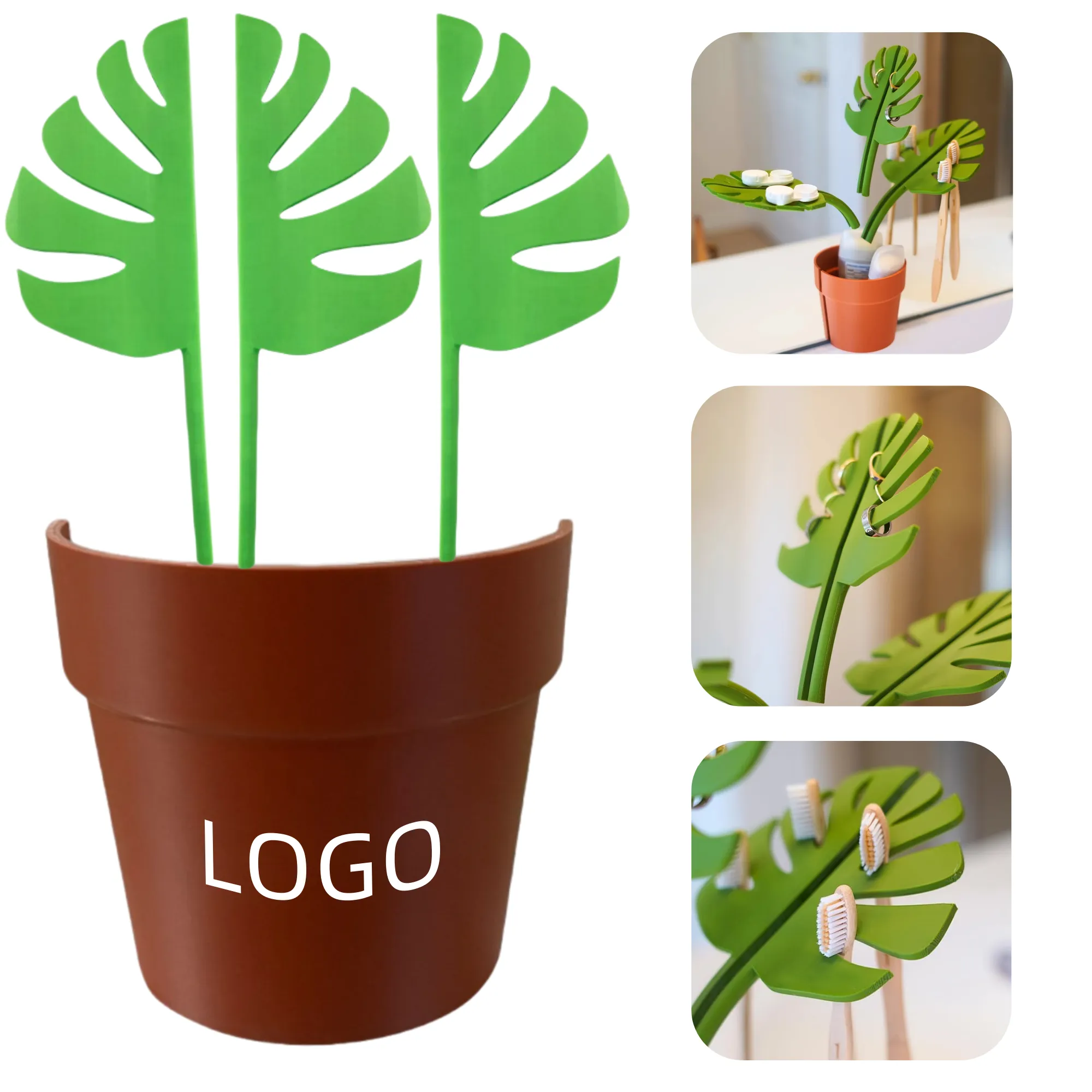 Monstera Leaf Bathroom Mirror Storage Box 2